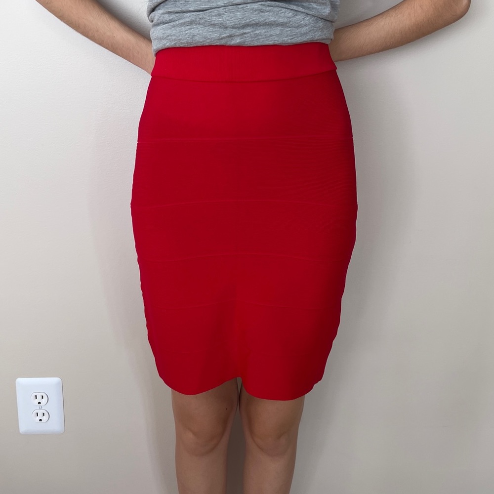 Red stretchy pencil skirt from forever 21. Size M